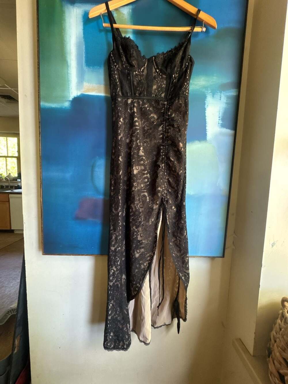 Urban Outfitters Black Lace Corset Midi Dress